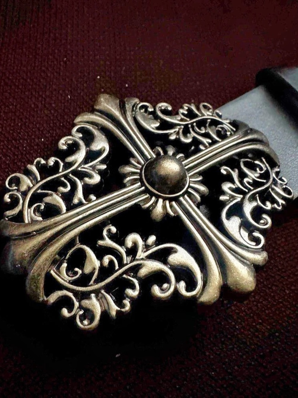 Chrome Hearts Inspired Ornate Buckle Black Belt